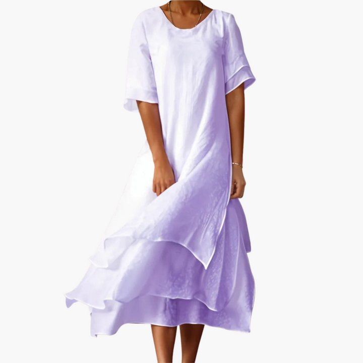 Morgan & Brooke | Ivory Floor-Length Bias-Cut Satin Dress