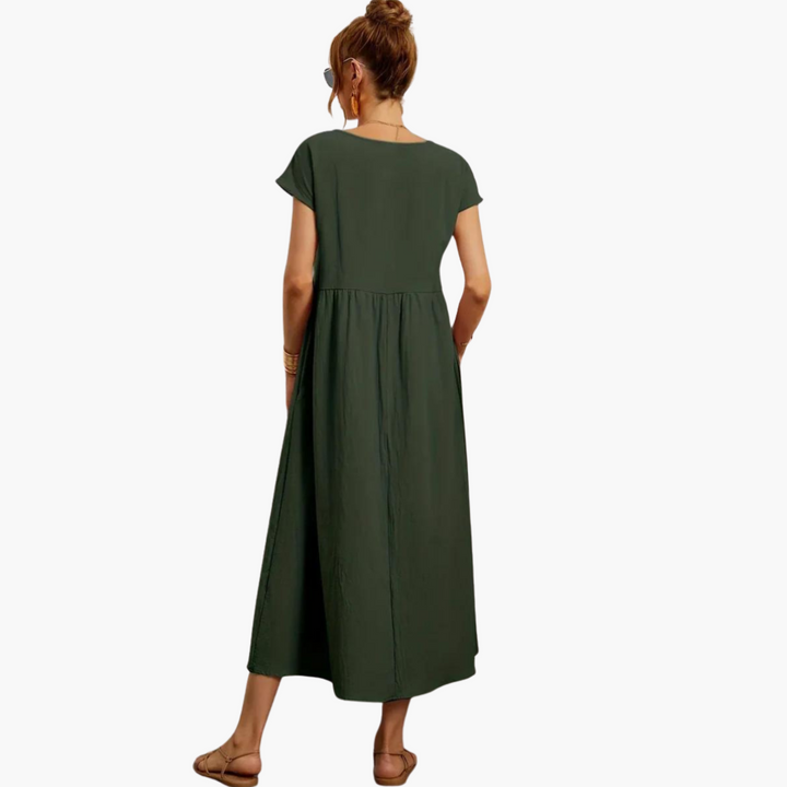 Morgan & Brooke | Ivory Relaxed Fit Belted Cotton-Blend Dress