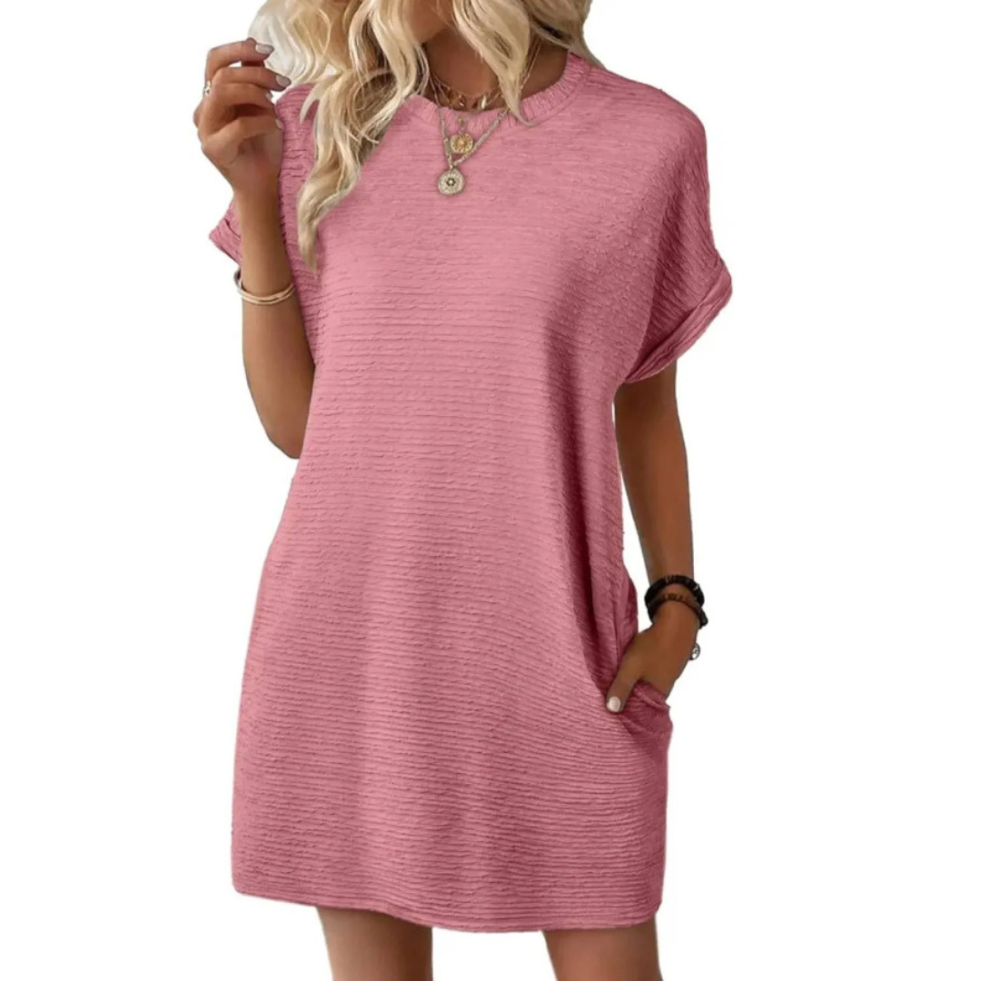 Morgan and Brooke | EVASHA™ | Casual Minimalist Round Neck Summer Dress