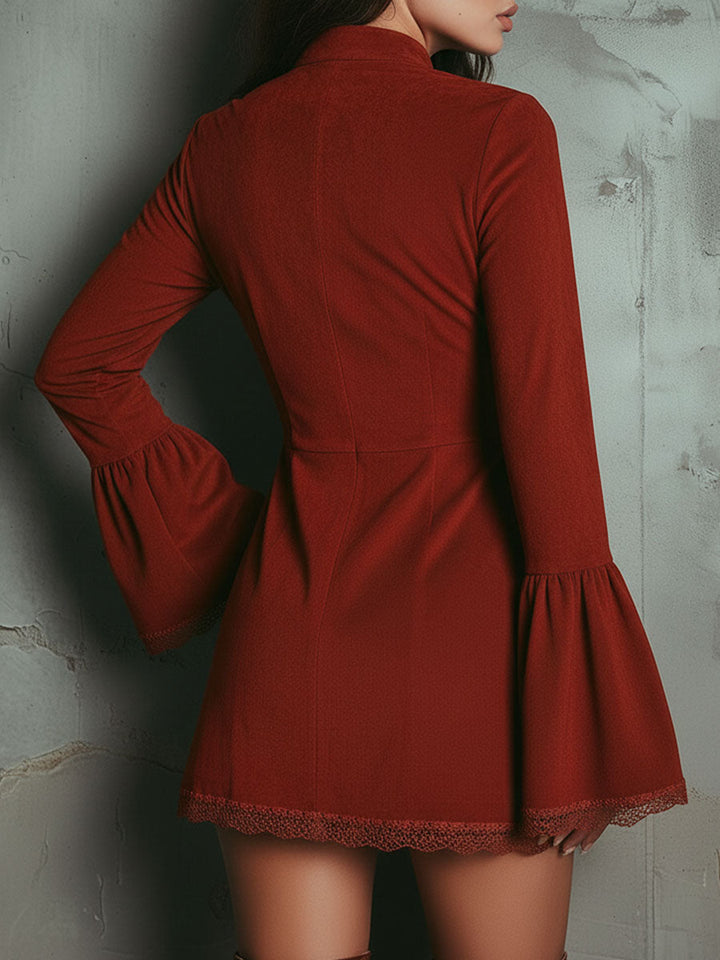 Morgan & Brooke | Red Lace Embroidered Evening Dress