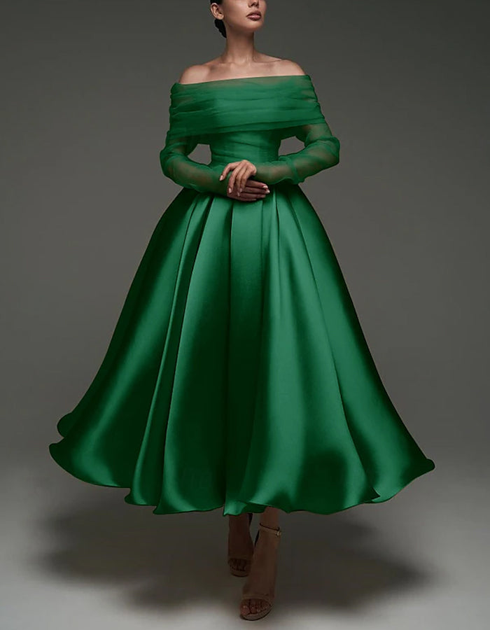 Morgan & Brooke | Pink Satin Strapless A-Line Shawl Dress