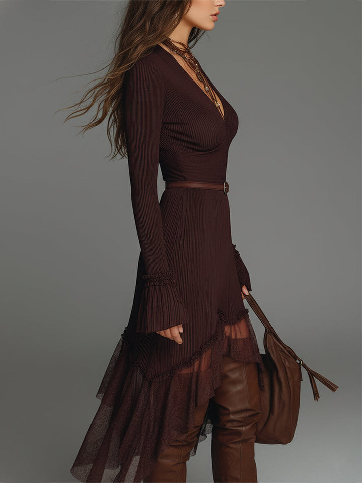 Morgan & Brooke | Mesh Pleated Casual Dress