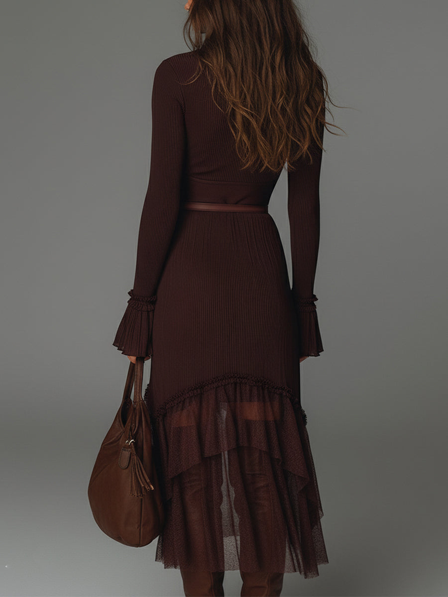 Morgan & Brooke | Mesh Pleated Casual Dress