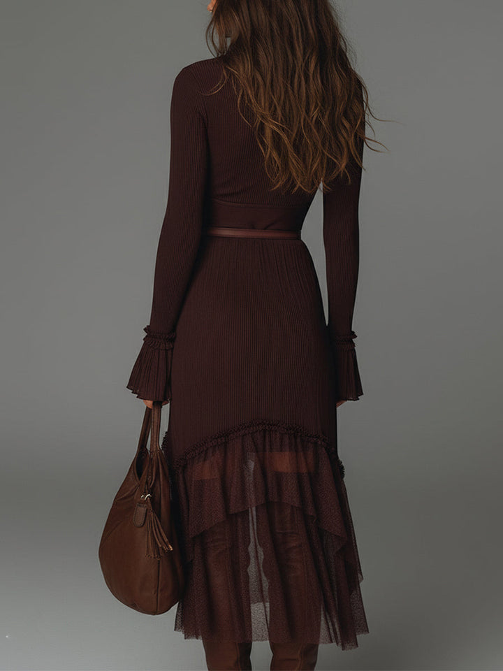 Morgan & Brooke | Mesh Pleated Casual Dress