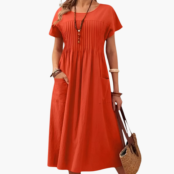 Morgan & Brooke | Beige Relaxed-Fit Cotton Day Dress