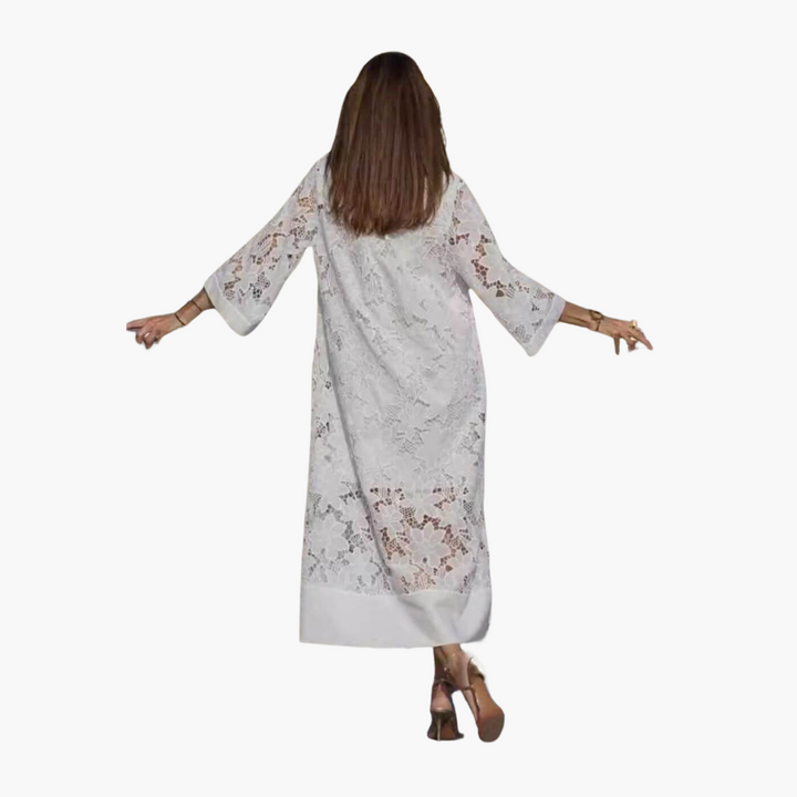 Morgan & Brooke | Ivory Lace-Trimmed Lightweight Cotton Dress