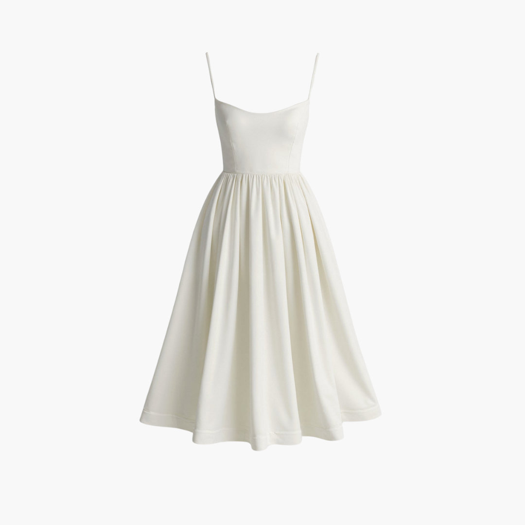 Morgan & Brooke | Ivory Bias-Cut Midi Chiffon Dress