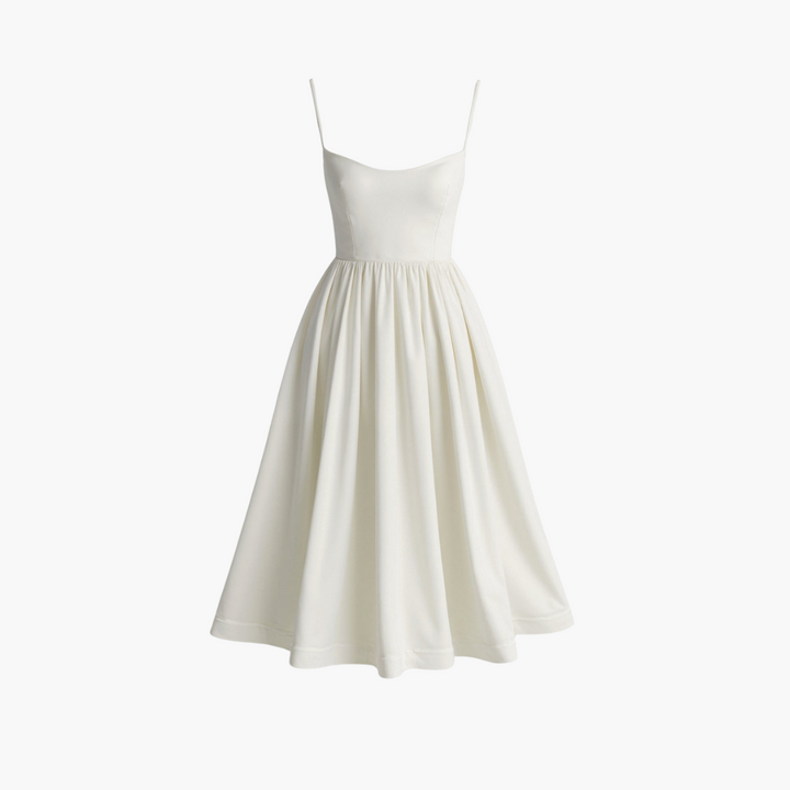 Morgan & Brooke | Ivory Bias-Cut Midi Chiffon Dress