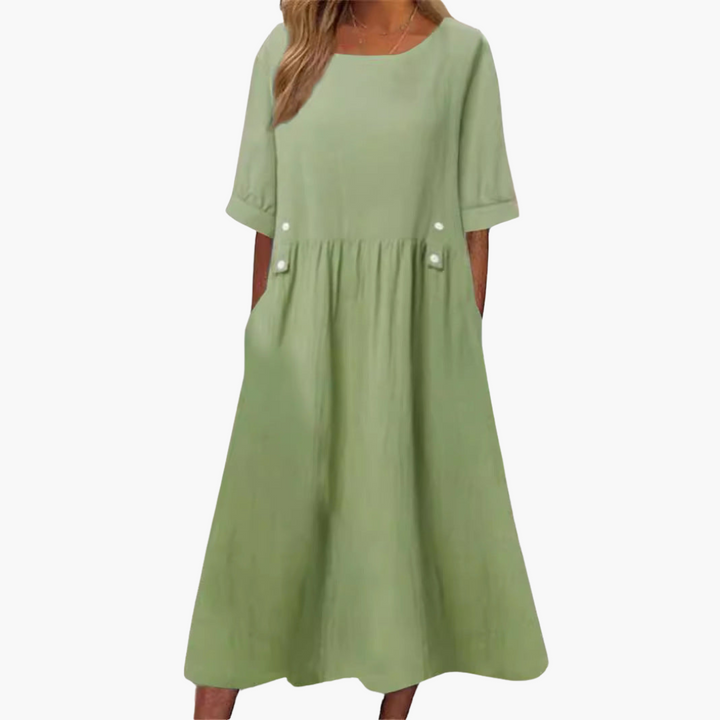 Morgan & Brooke | Navy Relaxed Fit V-Neck Cotton Dress
