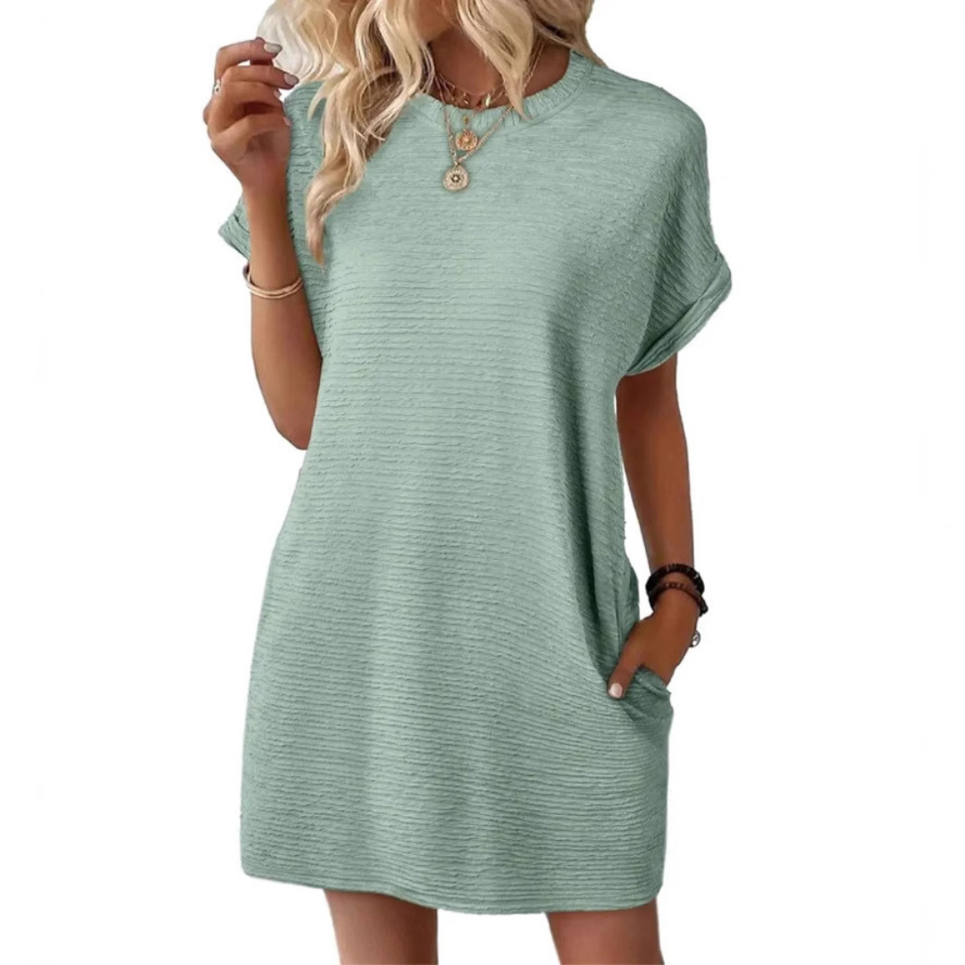 Morgan and Brooke | EVASHA™ | Casual Minimalist Round Neck Summer Dress