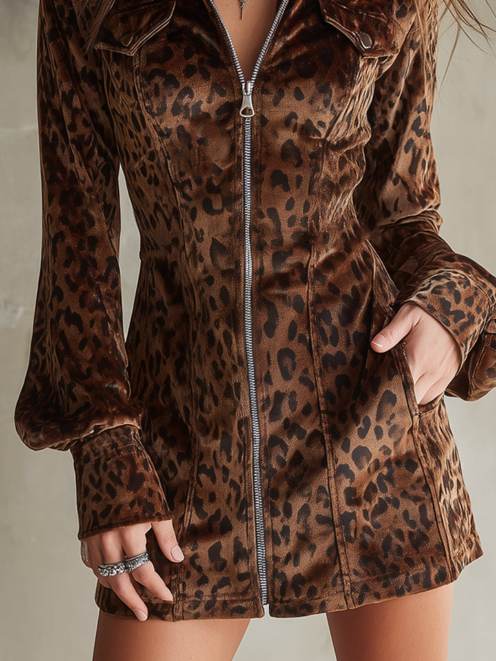Morgan & Brooke | Velvet Leopard Print Evening Dress