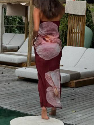 Morgan & Brooke | Elegant Phalaenopsis Print Wrap Dress