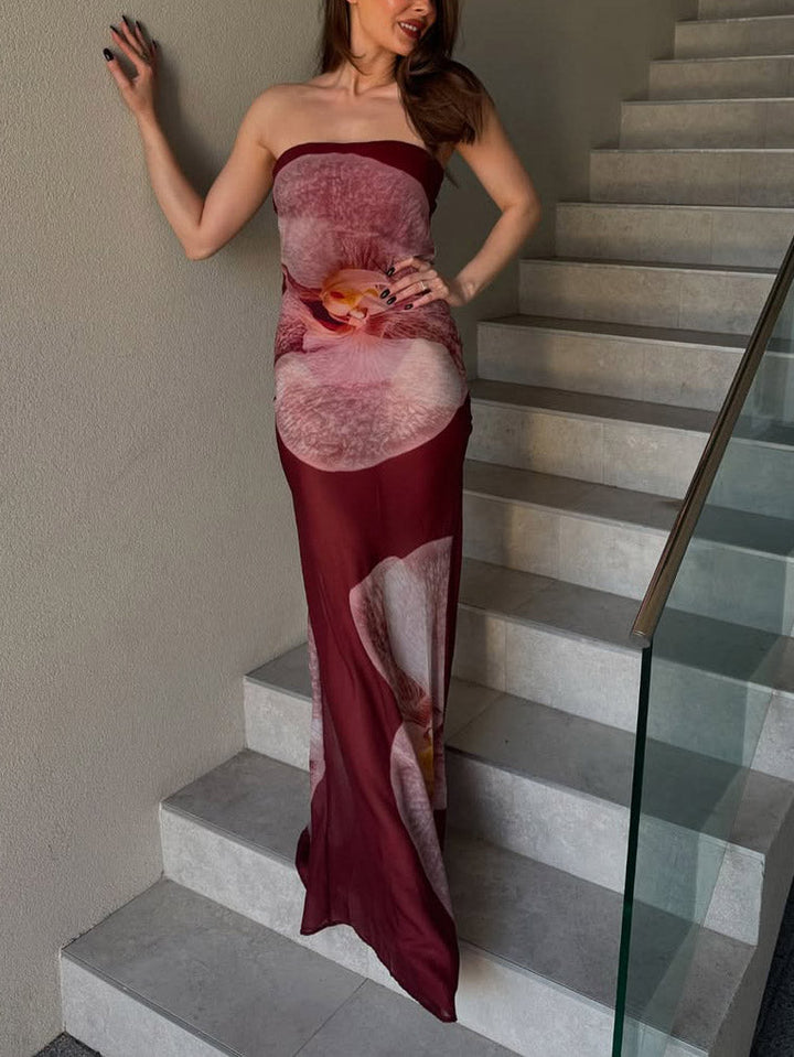 Morgan & Brooke | Elegant Phalaenopsis Print Wrap Dress