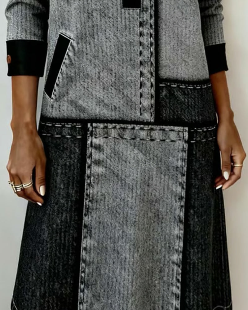 Morgan and Brooke | Dress | Button, Flip, V-neck, Color Block