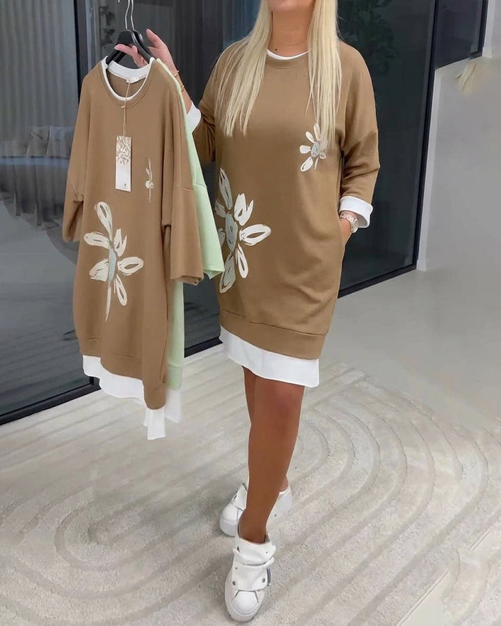 Morgan & Brooke | White Relaxed-Fit Knee-Length Cotton Dress