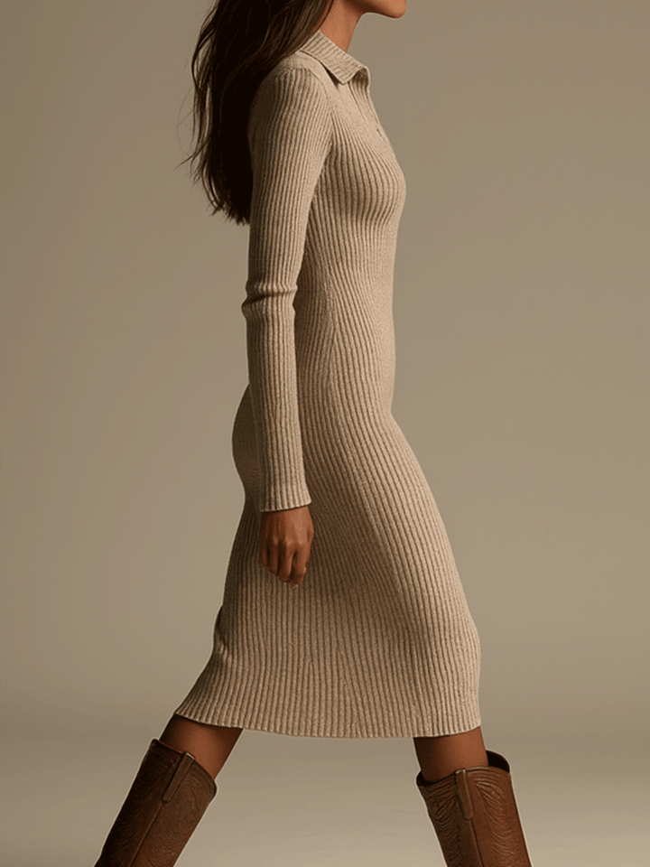 Morgan & Brooke | Minimalist Beige Knit Bodycon Dress