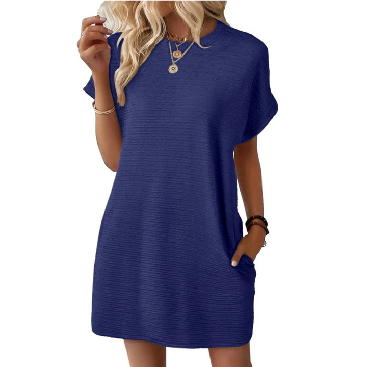 Morgan and Brooke | EVASHA™ | Casual Minimalist Round Neck Summer Dress