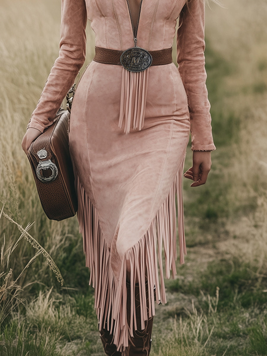 Morgan & Brooke | Pink Tassel Casual Dress
