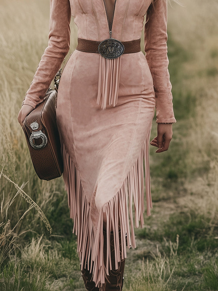Morgan & Brooke | Pink Tassel Casual Dress