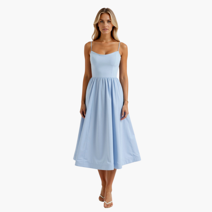 Morgan & Brooke | Ivory Bias-Cut Midi Chiffon Dress