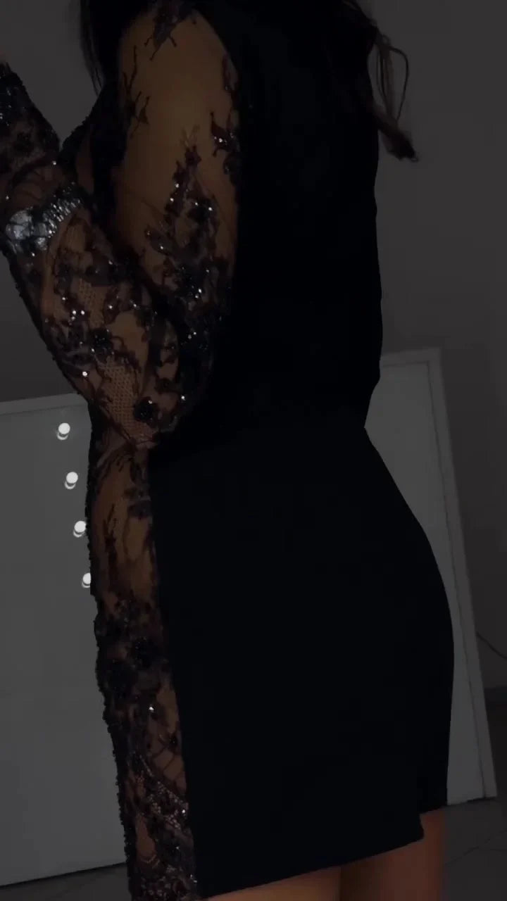Morgan & Brooke | Lace-Detail A-Line Mini Dress