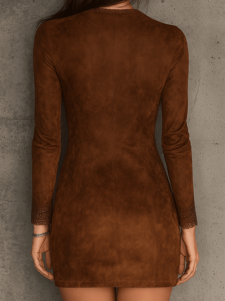 Morgan & Brooke | Vintage Caramel Brown Lace Trim Dress