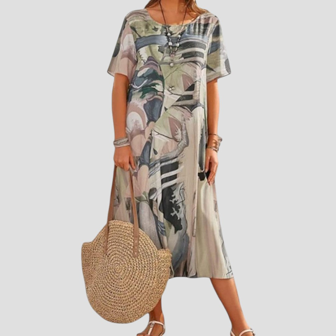 Morgan & Brooke | Ivory Tiered Midi Lightweight Viscose Dress