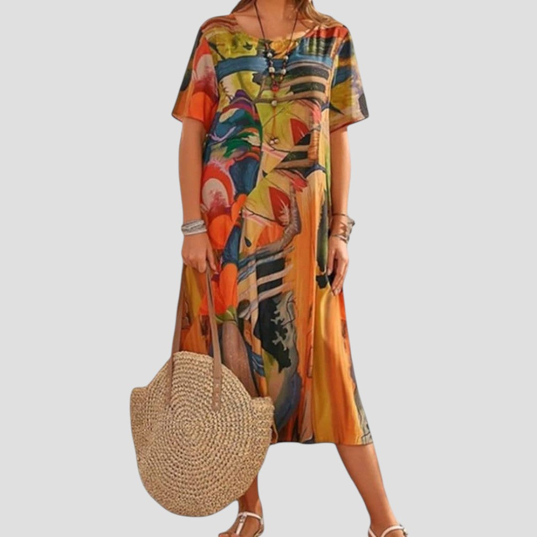 Morgan & Brooke | Ivory Tiered Midi Lightweight Viscose Dress