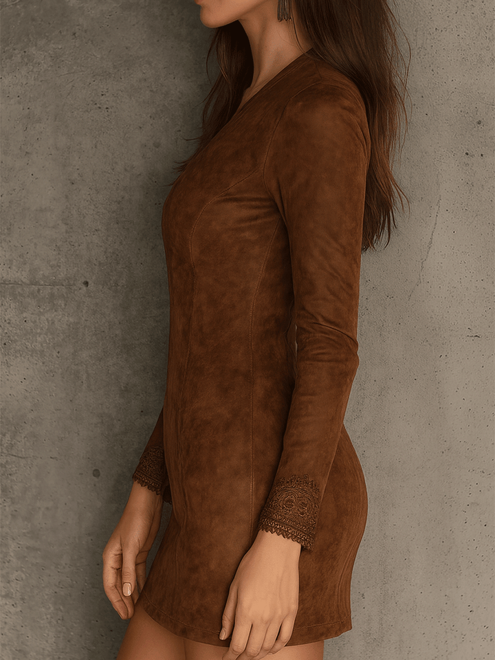 Morgan & Brooke | Vintage Caramel Brown Lace Trim Dress