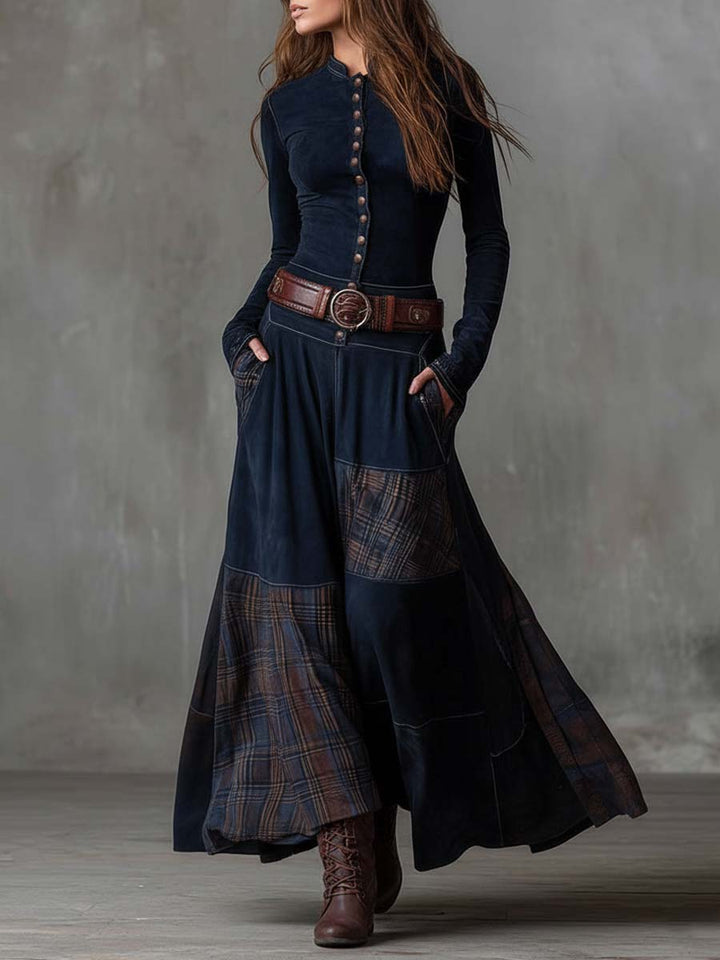 Morgan & Brooke | Suede Patchwork Dress