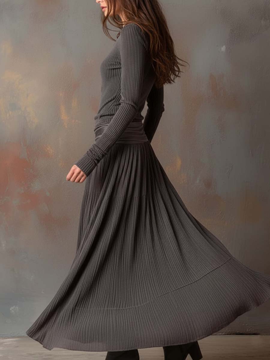 Morgan & Brooke | Charcoal Knit Dress