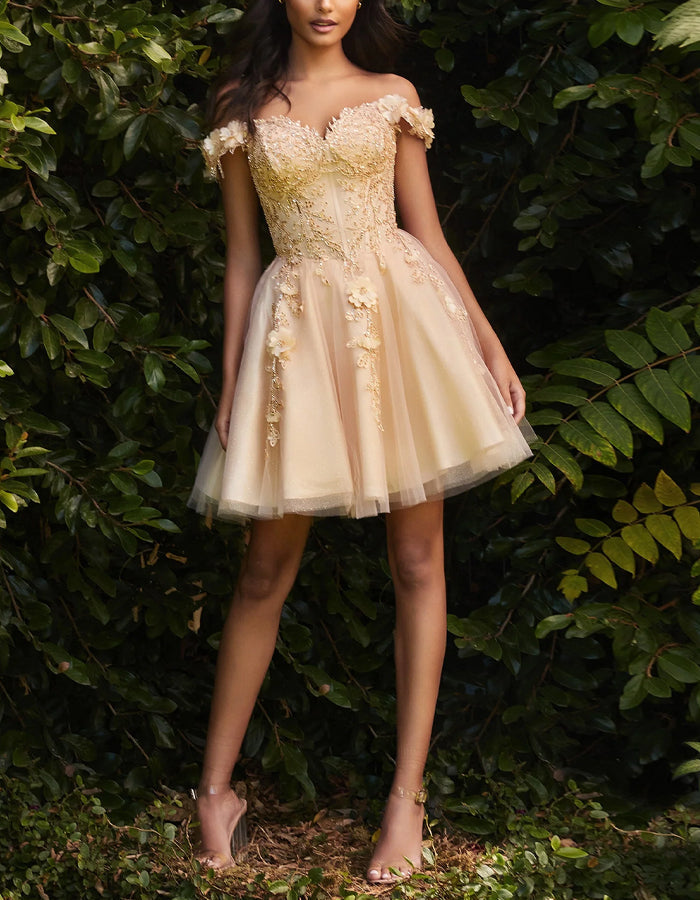 Morgan & Brooke | Sky Blue Tulle Cocktail Off-Shoulder Dress