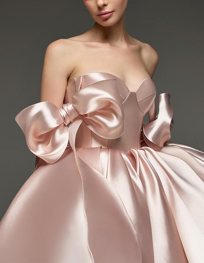 Morgan & Brooke | Light Pink Satin Cocktail Sweetheart Dress