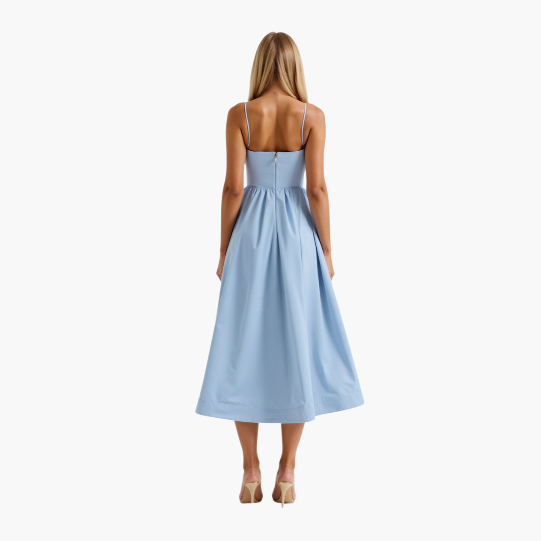Morgan & Brooke | Ivory Bias-Cut Midi Chiffon Dress