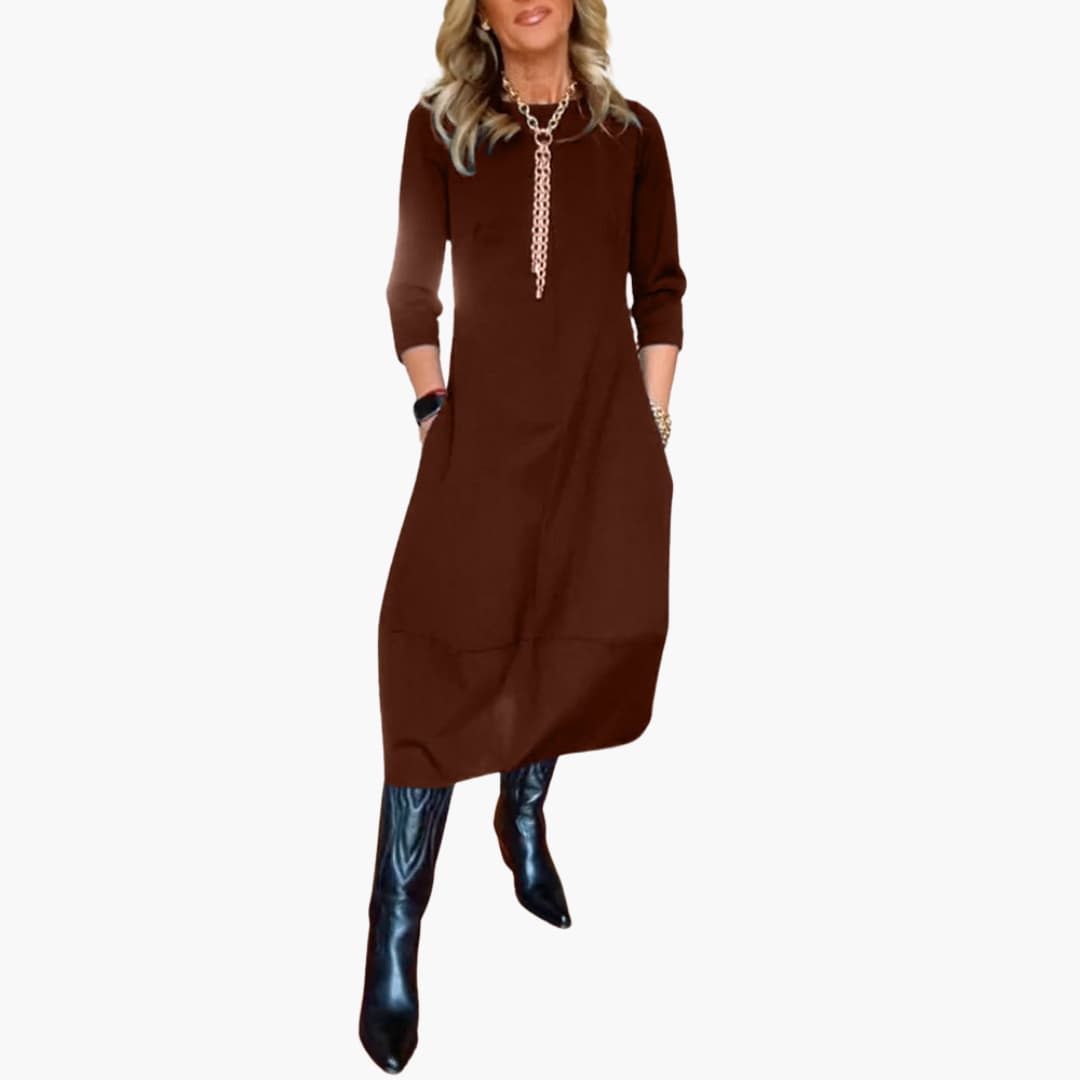 Morgan & Brooke | Black Belted Silk Midi Dress