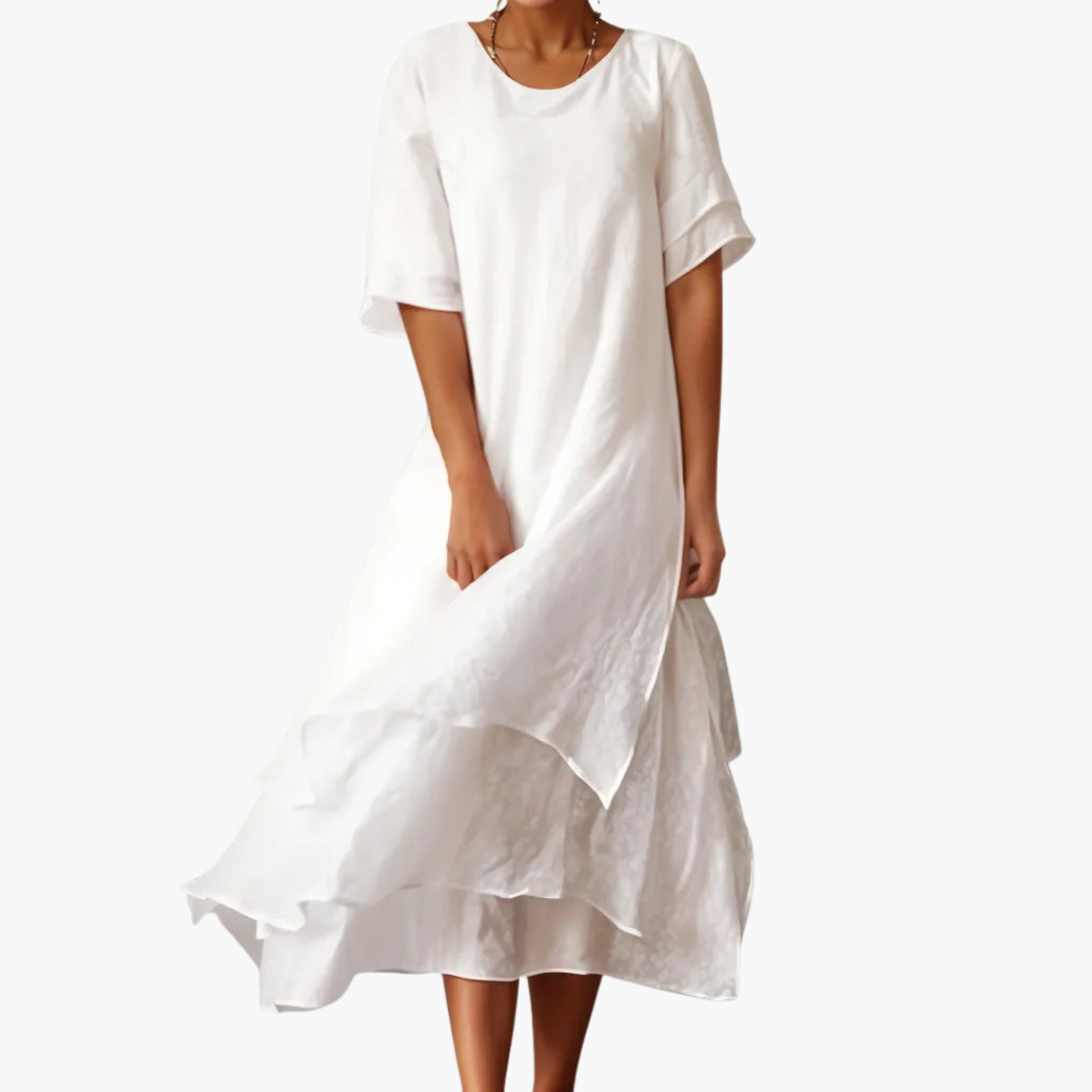 Morgan & Brooke | Ivory Floor-Length Bias-Cut Satin Dress