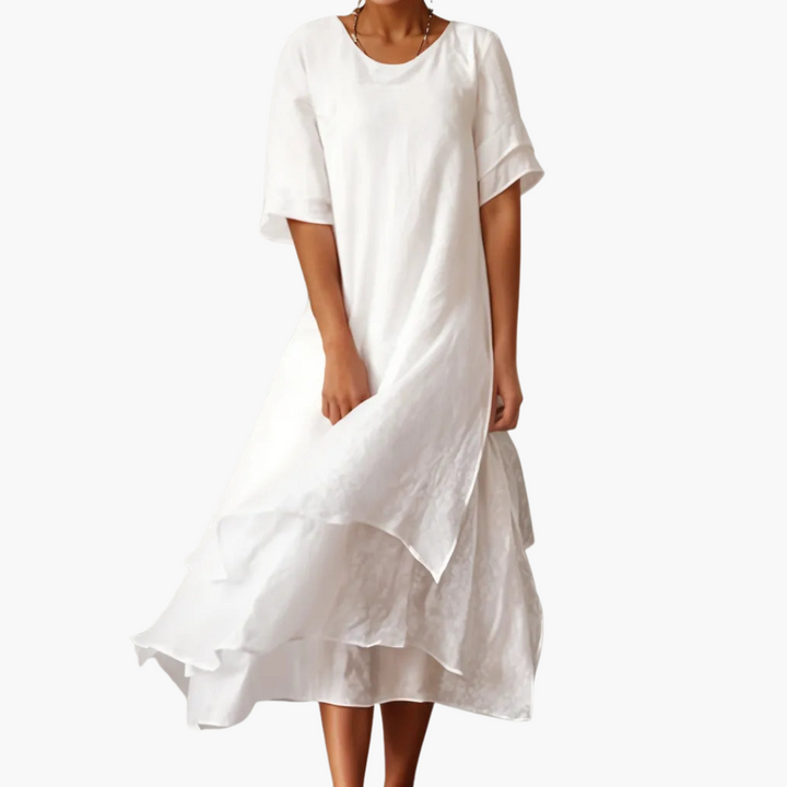 Morgan & Brooke | Ivory Floor-Length Bias-Cut Satin Dress