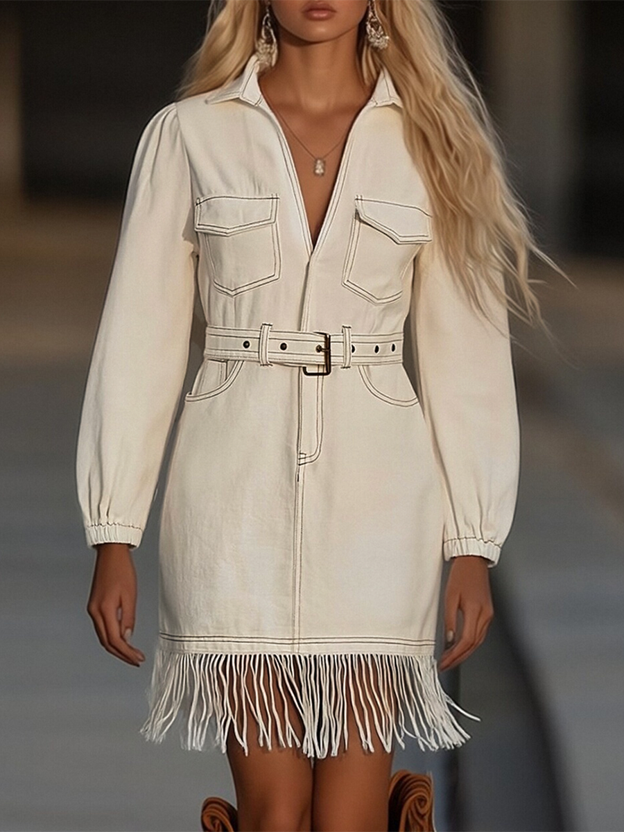 Morgan & Brooke | Denim Tassel Dress