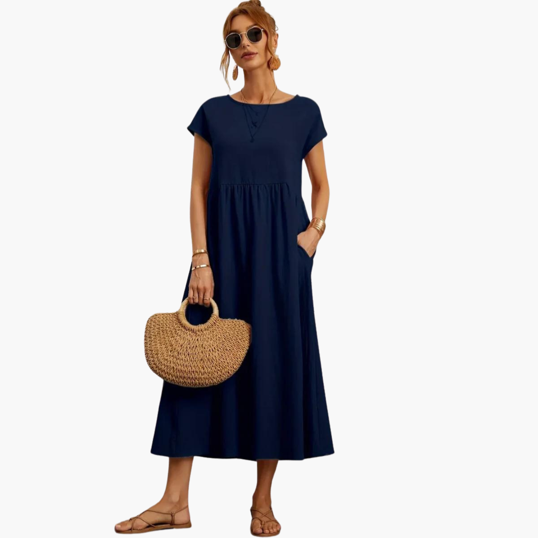 Morgan & Brooke | Ivory Relaxed Fit Belted Cotton-Blend Dress