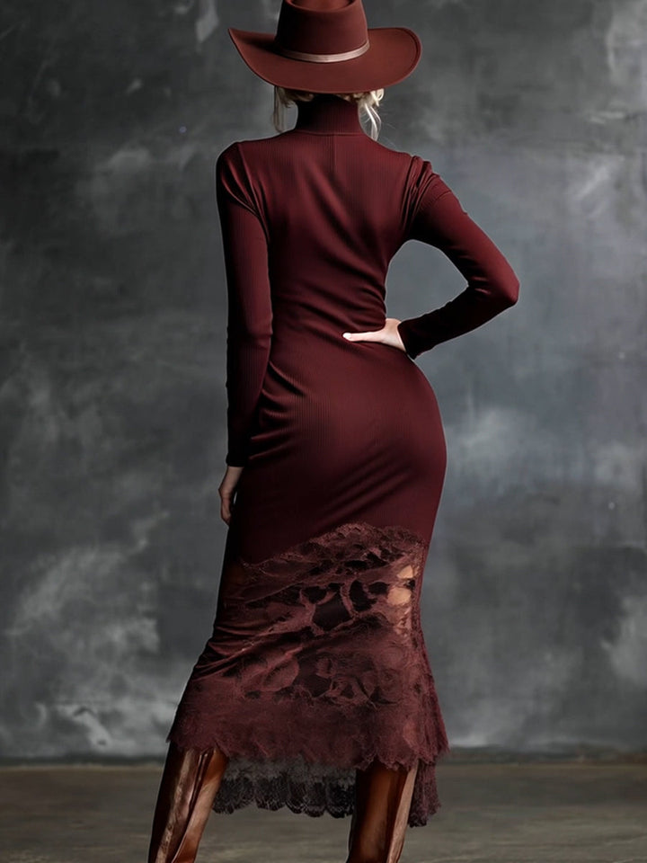 Morgan & Brooke | Burgundy Lace Evening Dress