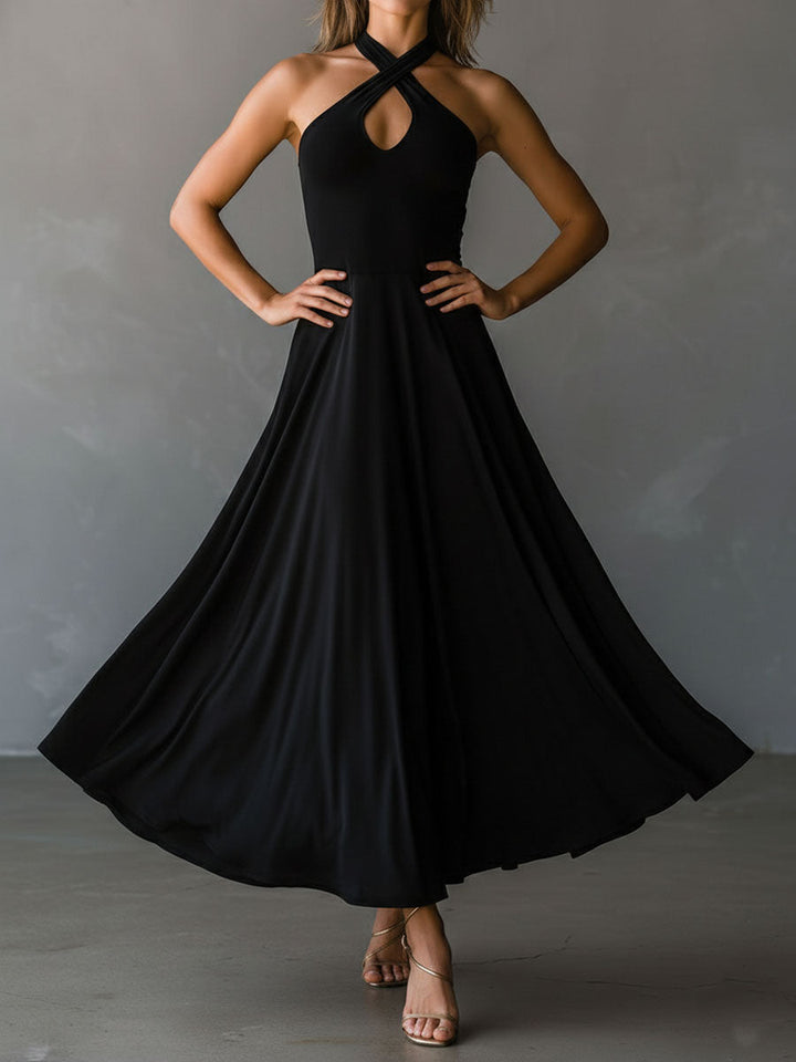 Morgan & Brooke | Black Halter Neck Evening Dress