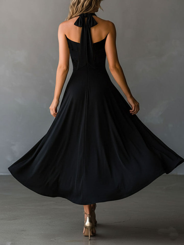Morgan & Brooke | Black Halter Neck Evening Dress