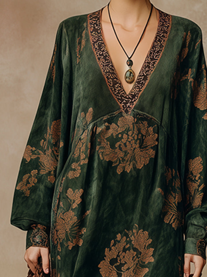 Morgan & Brooke | Green Faux Suede Tassel Dress