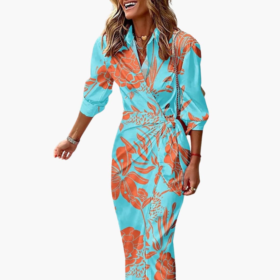 Morgan & Brooke | Striped Midi Button-Up Cotton Shirt Dress