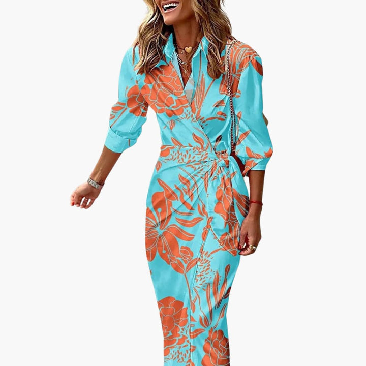 Morgan & Brooke | Striped Midi Button-Up Cotton Shirt Dress