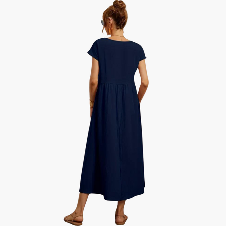 Morgan & Brooke | Ivory Relaxed Fit Belted Cotton-Blend Dress