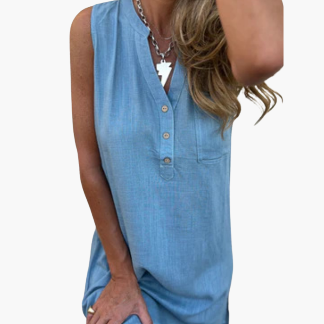Morgan & Brooke | Black Sleeveless V-Neck Dress