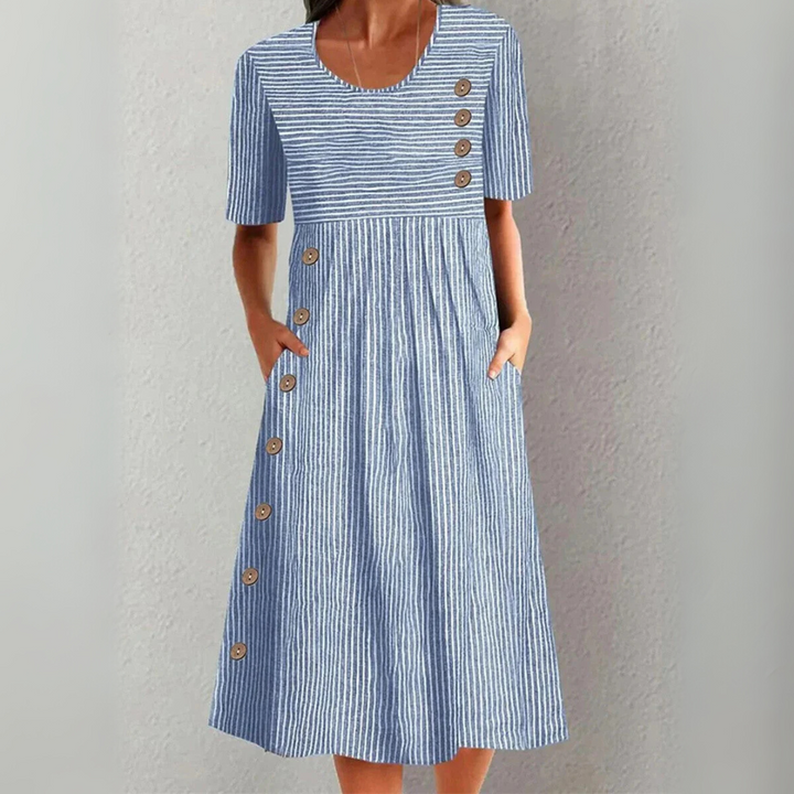 Morgan & Brooke | Striped Midi Cotton Dress