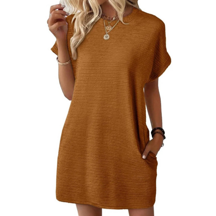 Morgan and Brooke | EVASHA™ | Casual Minimalist Round Neck Summer Dress