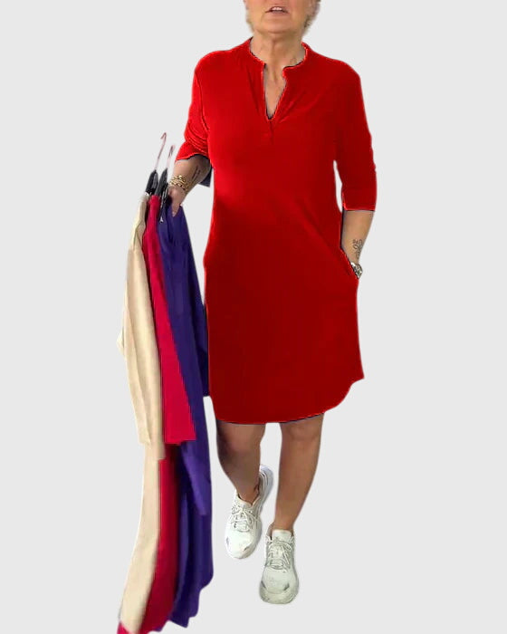 Morgan and Brooke | | Solid V-Neck Dress